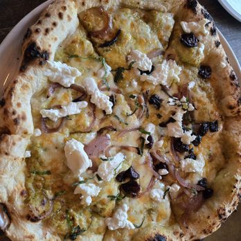No Regrets Pizza - Pistachio, dried cherry, and burrata Neopolitan pizza - Italian Near Me - North Bethesda, Maryland