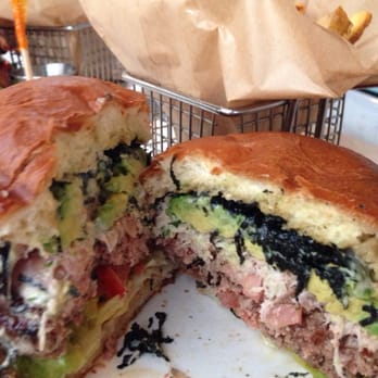 26 Beach Restaurant - Cali roll burger $19...meh. - New American Near Me - Venice, California