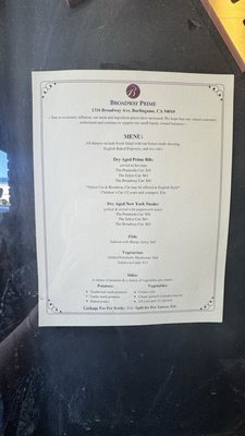 Menu photo 7 Broadway Prime Burlingame, CA Menu photo 7 Broadway Prime Burlingame, CA