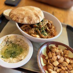 Taste of Jerusalem - Chicken Shawerma with Baba Ghanouj and pita chips