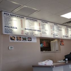 George's Gyros - On the wall menu, as soon as you walk through the door.