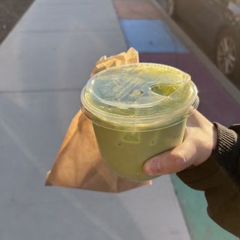 Fika - oat milk matcha latte and scone - Breakfast & Brunch Near Me - Grand Rapids, Michigan