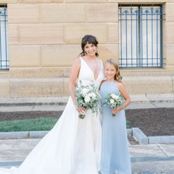 Flower Girl Florist & Flower Delivery - Bride and Junior Bridesmaid, Dressed in Blue