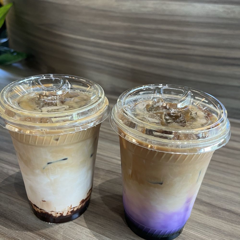 Iced mocha and iced Ube latter