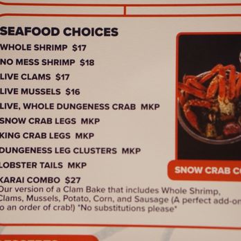 Karai Crab - Menu *11/14/2019 *Seafood Choices - Seafood Near Me - Honolulu, Hawaii