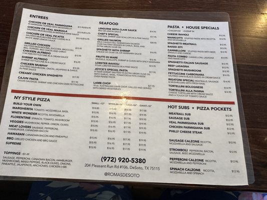 Menu photo 1 Roma's Italian Bistro DeSoto, TX Menu photo 1 Roma's Italian Bistro DeSoto, TX