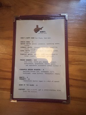 Menu photo 1 Boni’s Bar Next Door Austin, TX