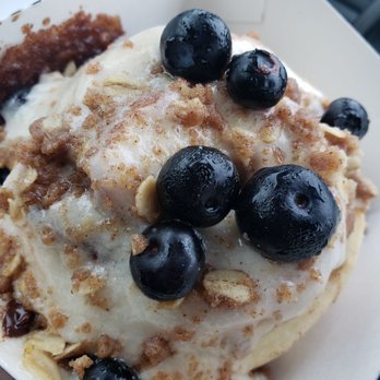 Cinnaholic - Amaretto frosting Pie crumble Blueberries - Bakeries Near Me - Schaumburg, Illinois Cinnaholic - Amaretto frosting Pie crumble Blueberries - Bakeries Near Me - Schaumburg, Illinois
