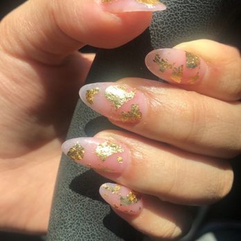 VS Nails & Spa - Gold foil nails on top of light pink done by Lisa - Nail Salons Near Me - Fontana, California VS Nails & Spa - Gold foil nails on top of light pink done by Lisa - Nail Salons Near Me - Fontana, California