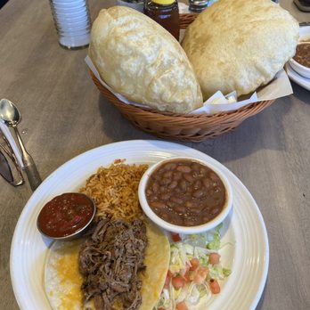 The Pantry Dos - Giant sopapillas with butter & honey along with brisket soft tacos. - American Near Me - Santa Fe, New Mexico