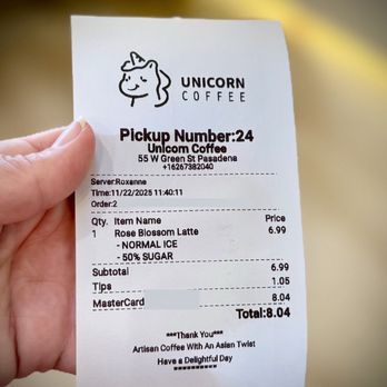Unicorn Coffee - Prices pretty standard for the area (Nov 2025) - Coffee & Tea Near Me - Pasadena, California
