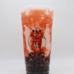B&K Tea Cafe - Strawberry Milk Tea with Boba