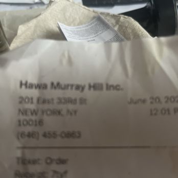 Hawa Smoothie & Bubble Tea - Receipt with address - Bubble Tea Near Me - New York, New York