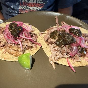 Teocalli Cocina - Two carnitas tacos - Mexican Near Me - Denver, Colorado Teocalli Cocina - Two carnitas tacos - Mexican Near Me - Denver, Colorado
