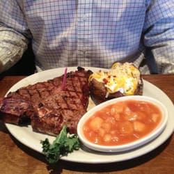 Logan's Roadhouse - T bone Steak baked potato candied apples