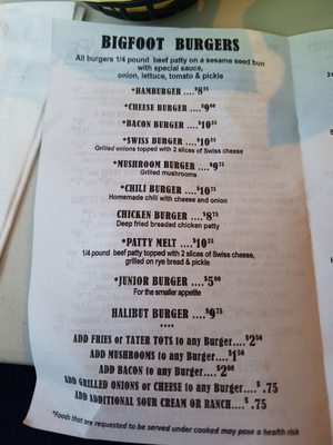Menu photo 8 Big Foot Inn Washougal, WA Menu photo 8 Big Foot Inn Washougal, WA
