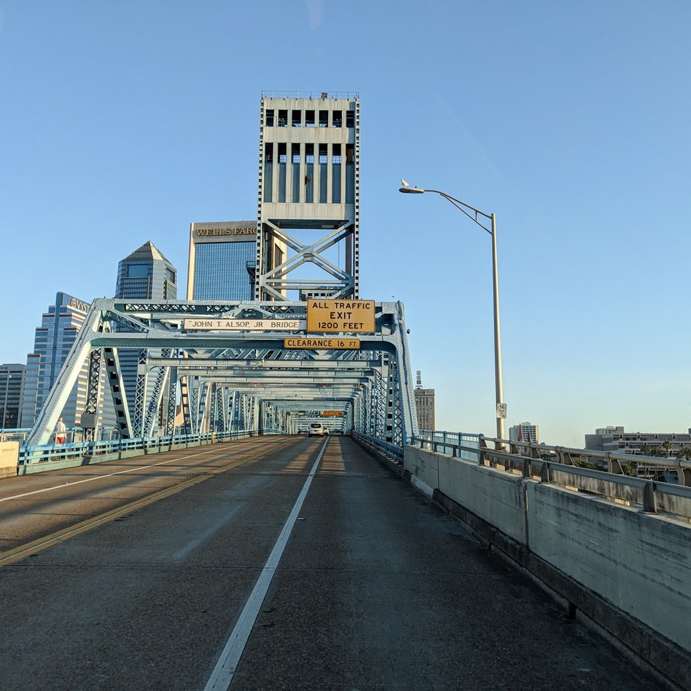 Main St. Bridge - Driving north on the John T. Alsop Jr. Bridge, Jacksonville - Landmarks & Historical Buildings Near Me - Jacksonville, Florida Main St. Bridge - Driving north on the John T. Alsop Jr. Bridge, Jacksonville - Landmarks & Historical Buildings Near Me - Jacksonville, Florida