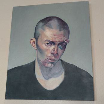 Crêpe Bar - This painting of a dude that looked like he just came from Fight Club seemed to be staring at us from our table so we decided to move lol. - Creperies Near Me - Tempe, Arizona