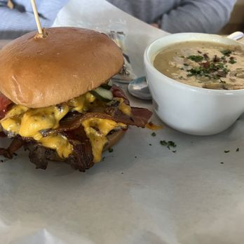 The Break - Breakfast Burger with Chowder - Sports Bars Near Me - Pismo Beach, California