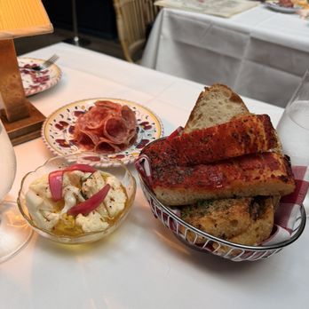 Carbone Dallas - Complimentary Bread, pickled cauliflower and salami - Italian Near Me - Dallas, Texas Carbone Dallas - Complimentary Bread, pickled cauliflower and salami - Italian Near Me - Dallas, Texas