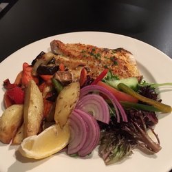 Kyma Greek Restaurant - The John Dory main with lightly fried veggie mix.