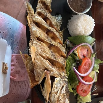Pescaria Estrada - Fried snapper w/ rice and black beans. Delicious! - Seafood Near Me - Tulum, ROO Pescaria Estrada - Fried snapper w/ rice and black beans. Delicious! - Seafood Near Me - Tulum, ROO