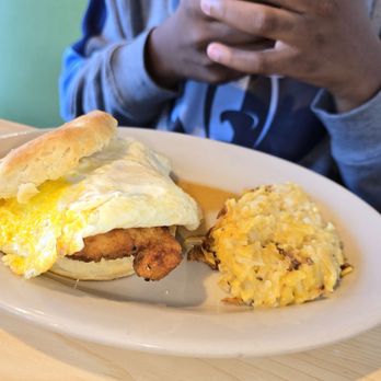 The Toasted Yolk Cafe - Honey hot chicken biscuit - Breakfast & Brunch Near Me - Germantown, Tennessee