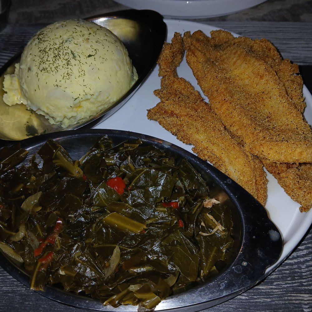 Sweet T's Southern Eatery - Catfish, collards and potatoe salad - Soul Food Near Me - Montclair, New Jersey Sweet T's Southern Eatery - Catfish, collards and potatoe salad - Soul Food Near Me - Montclair, New Jersey
