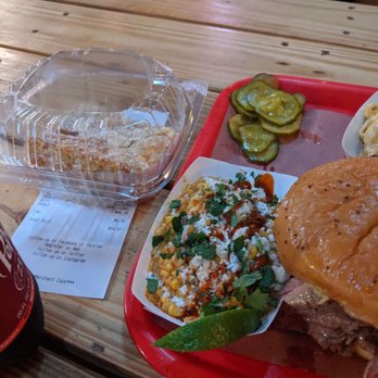 Cattleack Barbeque - Crack cake, cheesy corn, pulled pork sandwich - Barbeque Near Me - Dallas, Texas