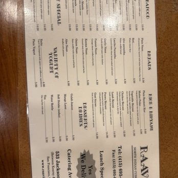 Raavi - Menu - Indian Near Me - San Francisco, California Raavi - Menu - Indian Near Me - San Francisco, California
