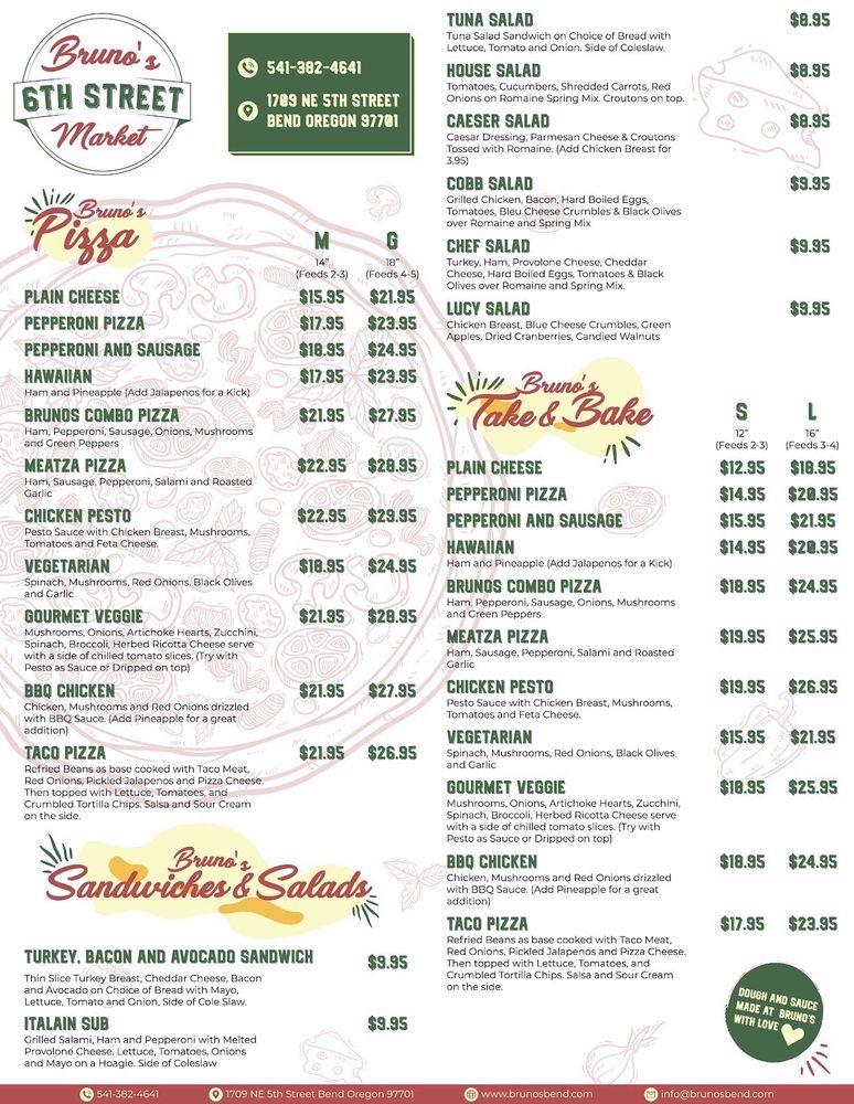 BRUNO’S 6TH STREET MARKET 1709 NE 6th St, Bend, Oregon Sandwiches