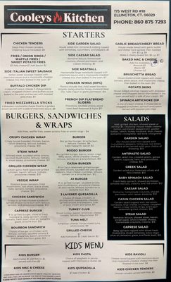 Menu photo 1 Cooley's Kitchen Ellington, CT