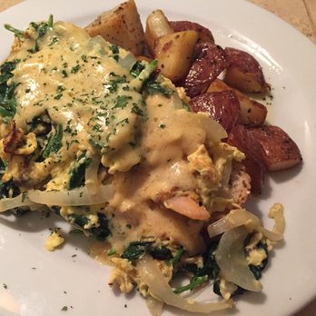 Corner Cafe - Bistro scrambler - shrimps and spinach. - Breakfast & Brunch Near Me - Newport, Rhode Island