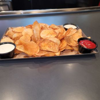 Andy B's Bowl Social - House made potato chips - crispy and seasoned well, very yummy - Arcades Near Me - Denton, Texas