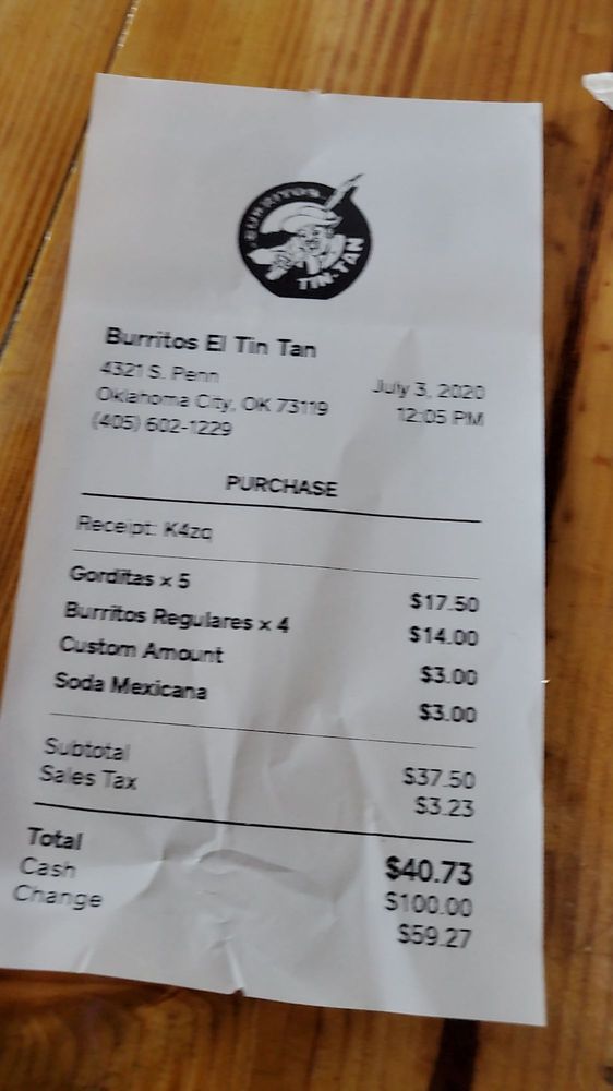 BURRITOS EL TIN TAN Updated July 2024 4321 S Pennsylvania Ave, Oklahoma City, Oklahoma