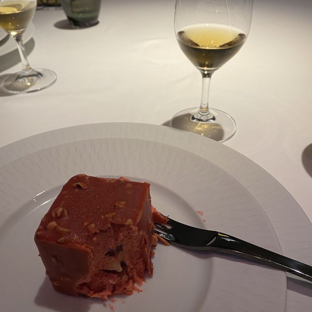 Votum Restaurant - Strawberry - Hazelnut dessert with wine pairing. - Seafood Near Me - Hood River, Oregon Votum Restaurant - Strawberry - Hazelnut dessert with wine pairing. - Seafood Near Me - Hood River, Oregon