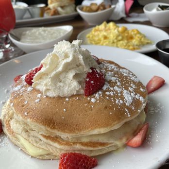 Another Broken Egg Cafe - Lemon Mascarpone Pancakes, with strawberries instead of blackberries and raspberries - Breakfast & Brunch Near Me - Elkridge, Maryland