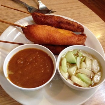 Thai 9 - chicken satay appetizer - the chicken was too thick in my opinion and I didn't care for the flavor of the breading. sauce wasn't special. - Thai Near Me - Dayton, Ohio