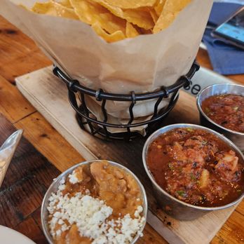 Sol Agave - House chips, salsa an d bean dip - New Mexican Cuisine Near Me - Santa Monica, California Sol Agave - House chips, salsa an d bean dip - New Mexican Cuisine Near Me - Santa Monica, California