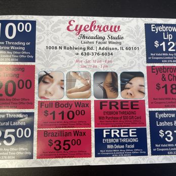 Eyebrow Threading Studio - Prices list - Eyelash Service Near Me - Addison, Illinois