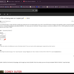 beginning of email transactions, sent to TK originally & then forwarded to the GM
