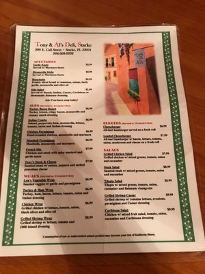 Menu photo 4 Tony & Al's Deli Starke, FL