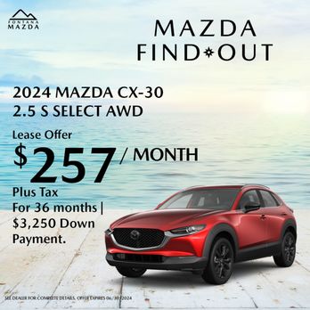 Fontana Mazda - Dive into luxury and performance with the 2024 Mazda CX-30 2.5 S Select AWD for just $257/month! - Car Dealers Near Me - Fontana, California Fontana Mazda - Dive into luxury and performance with the 2024 Mazda CX-30 2.5 S Select AWD for just $257/month! - Car Dealers Near Me - Fontana, California