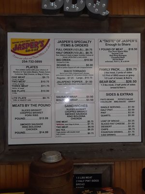 Menu photo 5 Jasper's Bar-B-Q Waco, TX