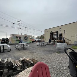 Outside area with food truck