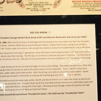 Mi Casa - Vice President at the time George H.W. Bush at here - Mexican Near Me - Costa Mesa, California