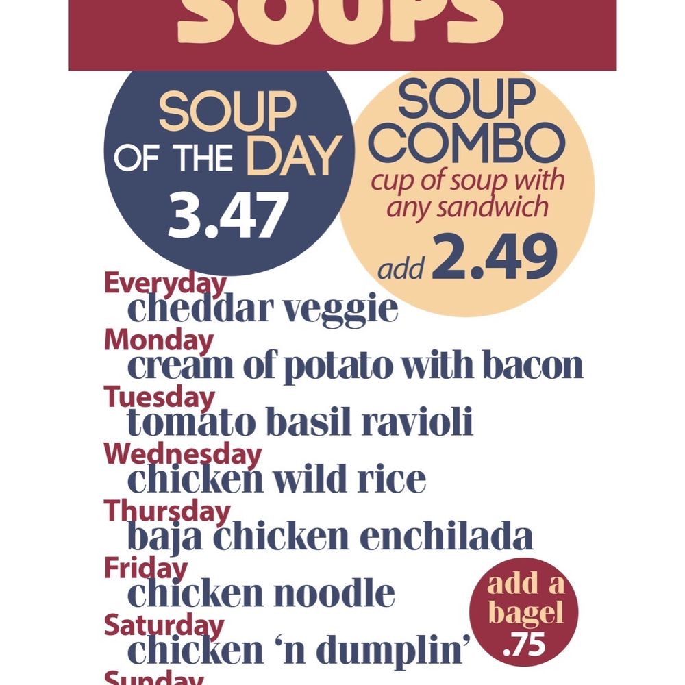 B&B Bagel - Soup Menu - Bagels Near Me - Columbia, Missouri
