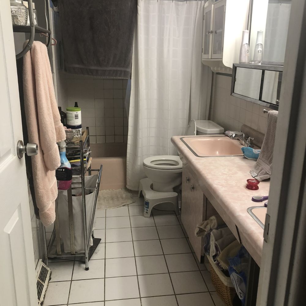 Big Spring Builders - This was the original bathroom with a window in the shower/tub. I had they get rid of that because of the water damage. - General Contractors Near Me
