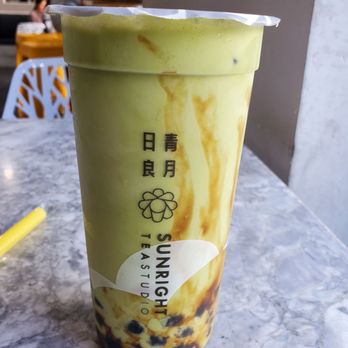 Sunright Tea Studio - Matcha oolong milk tea with brown sugar (regular) boba - Bubble Tea Near Me - Costa Mesa, California Sunright Tea Studio - Matcha oolong milk tea with brown sugar (regular) boba - Bubble Tea Near Me - Costa Mesa, California