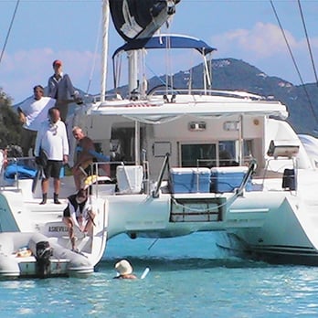Festiva Sailing Vacations - Our actual boat moored at Jost Van Dyke in the BVI - Boat Charters Near Me - Tortola, Virgin Islands